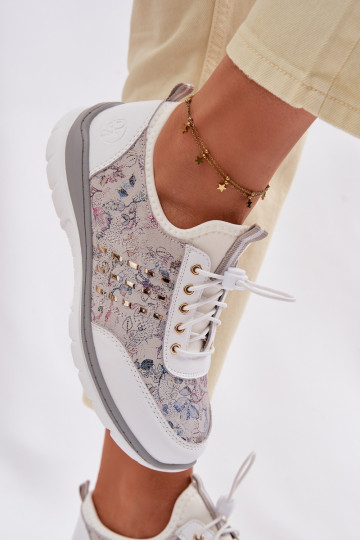 Muster-Leder-Schuhe für Frauen D&A GR61-5990 weiß