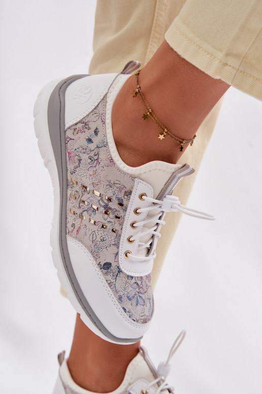 À motifs Peau chaussures Féminin D&A GR61-5990 couleur blanche