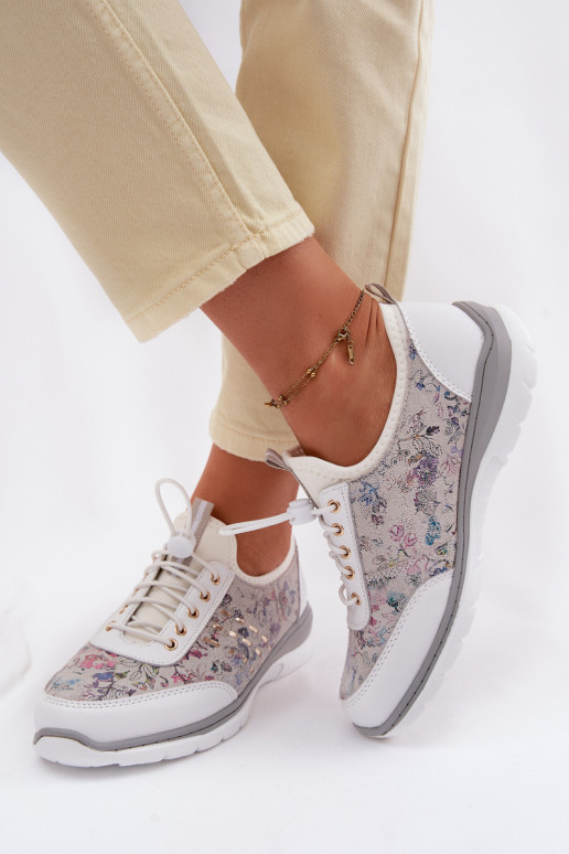 Met patroon Leer schoenen Dames D&A GR61-5990 Initte kleur