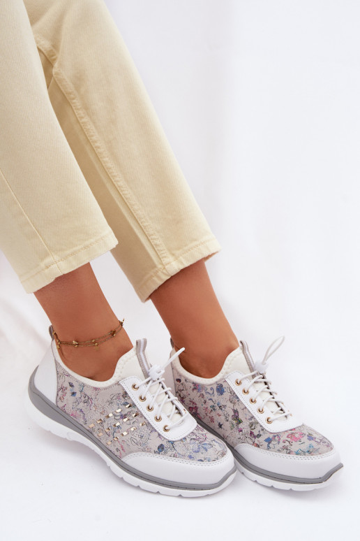 Met patroon Leer schoenen Dames D&A GR61-5990 Initte kleur