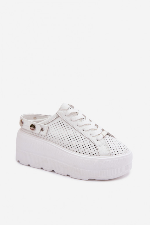 Haut mit durchbrochenen Elementen Sneakers Stilvollllschuhe Feminin mit einer Plattform mit Riemen Ermöglicht Pięcie D&A LR61-70