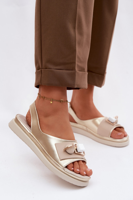 Dames sandalen Dames met ornamenten D&A GR61-5932 gouden kleur