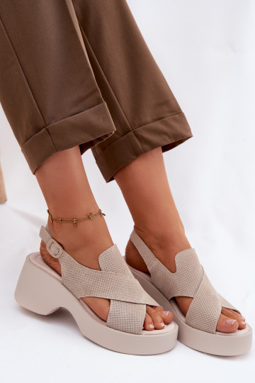 Sandales pour femmes Féminin avec une plateforme S.Barski LR61-7005 beige