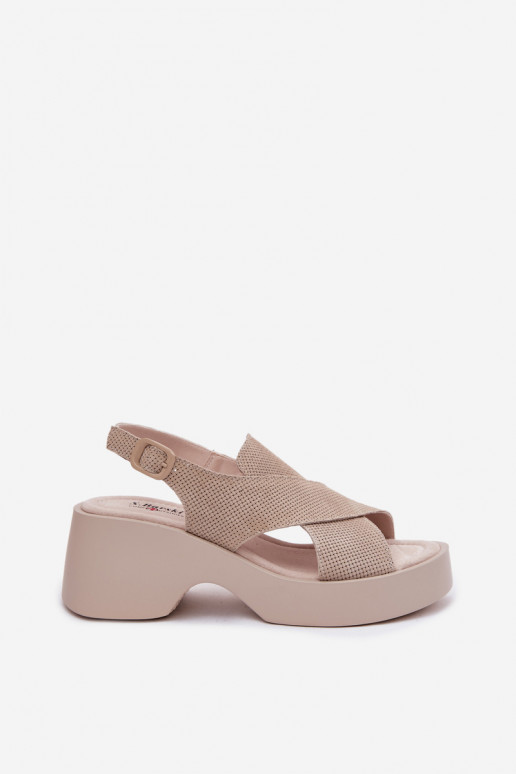 Dames sandalen Dames met platform S.Barski LR61-7005 beige