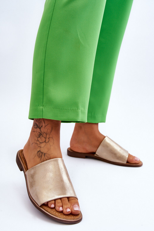 Féminin La peau est lisse Chaussons couleur dorée Cerise