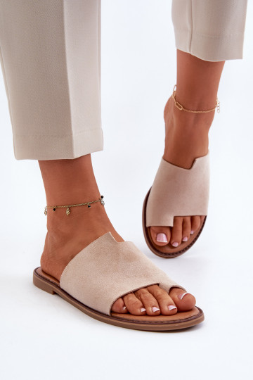 Dames suède slippers zandkleur Amite