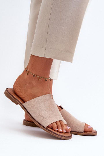 Claquettes en daim pour femmes couleur sable Amite 2