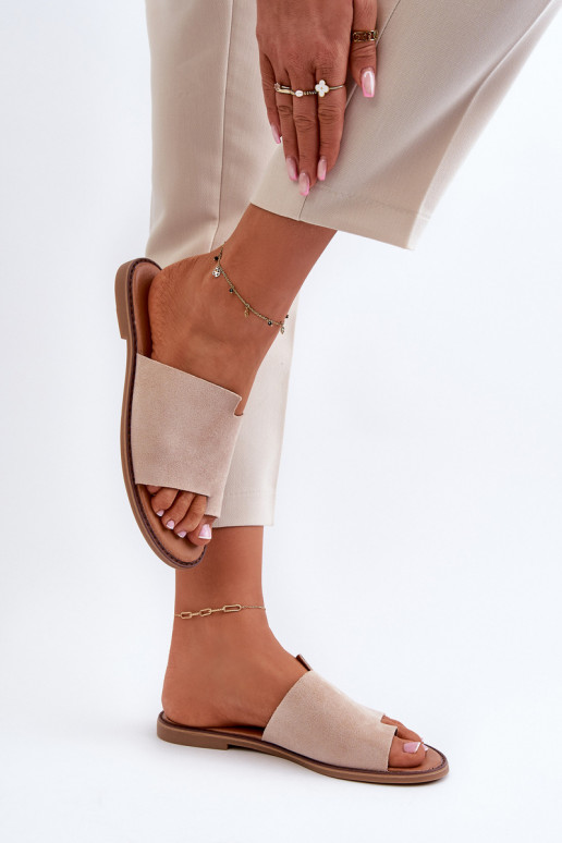 Féminin Pantoufles de Suèdes Chaussons beige Amite