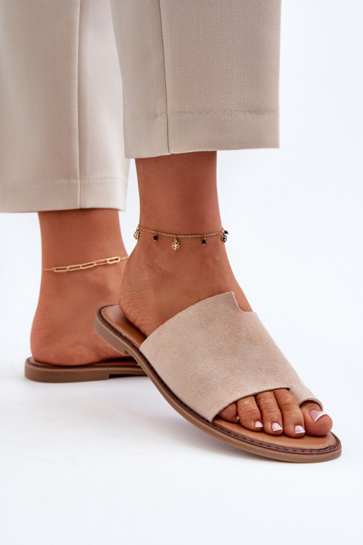 Dames Suede pantoffels Slippers beige Amite