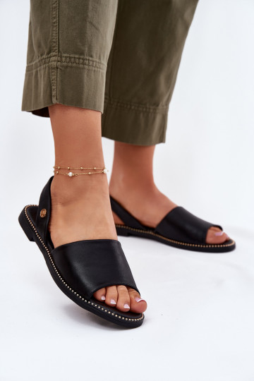 Sandales pour femmes avec des talons larges Eko Peau couleur noire Dereka