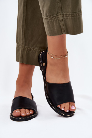 Damensandalen mit breiten Absätzen Eko Haut schZuarze Farbe Dereka 2