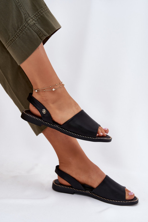 Damensandalen mit breiten Absätzen Eko Haut schZuarze Farbe Dereka