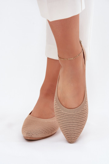 Netz Ballerinas aus Stoff Feminin Beige Sarina 2