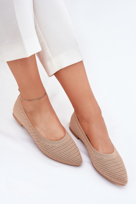 Netz Ballerinas aus Stoff Feminin Beige Sarina