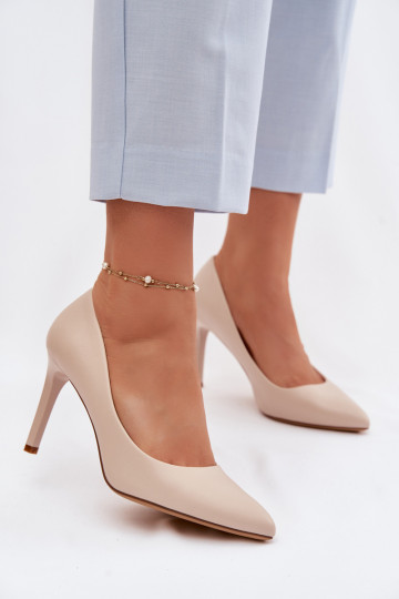 Eko Haut hochhackige Schuhe Sergio Leone 1339 elfenbeinfarbe 2