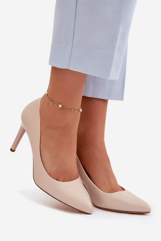 Eko Haut hochhackige Schuhe Sergio Leone 1339 elfenbeinfarbe