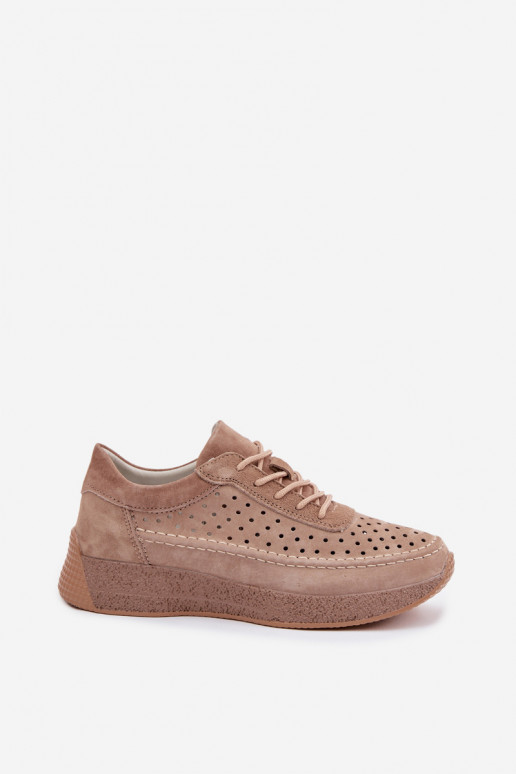 Peau chaussures Chaussures modèle baskets Féminin avec des éléments ajourés Sergio Leone SP-013 marron