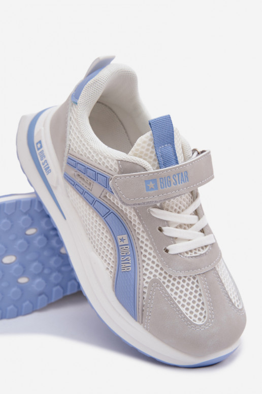 chaussures Baskets pour enfants Big Star TT374153 HI-POLY SYSTEM Blanc-couleur bleue