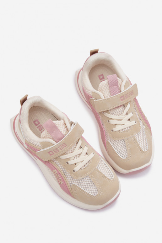 schoenen Kindersneakers Big Star TT374151 HI-POLY SYSTEM beige-roze