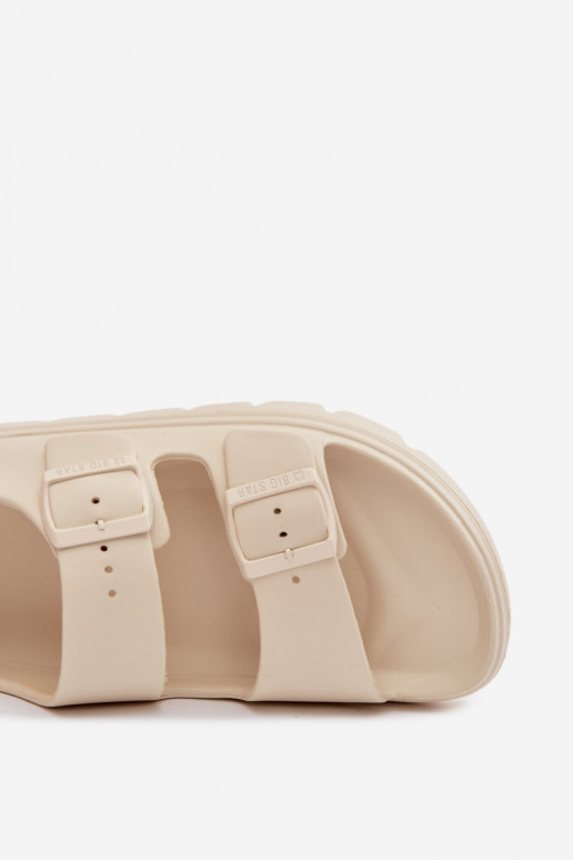 Leichte Hausschuhe Damensandalen mit einer Plattform Big Star TT274A032 elfenbeinfarbe