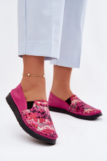 Leren damesslip-on schoenen Het heeftciejka 03512-73 roze 2