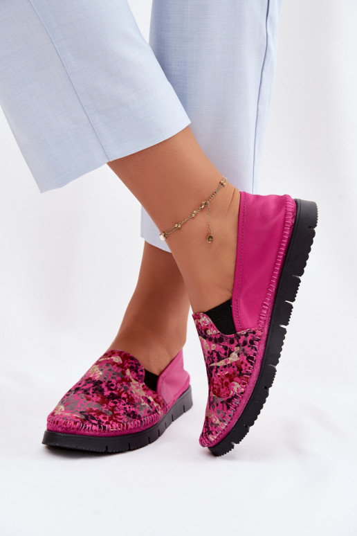 Leren damesslip-on schoenen Het heeftciejka 03512-73 roze