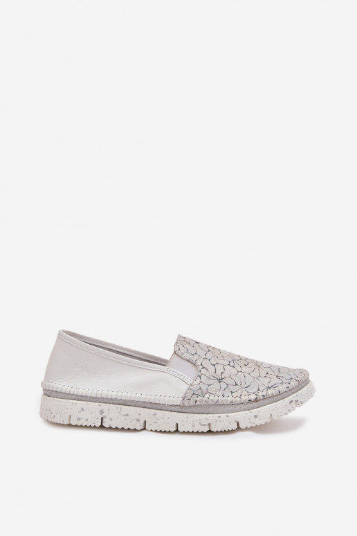 Leren damesslip-on schoenen Het heeftciejka 03512-70 INit-zilvere kleur