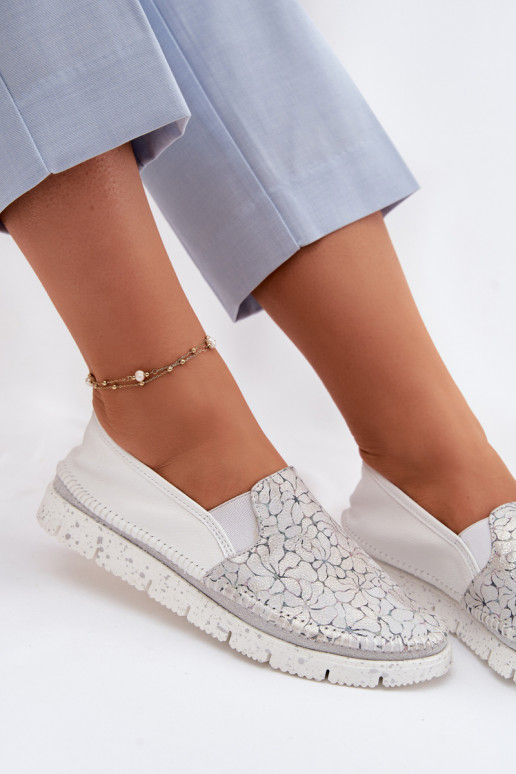 Lederstiefel für Damen Es mussciejka 03512-70 INeiß-Silberfarbe