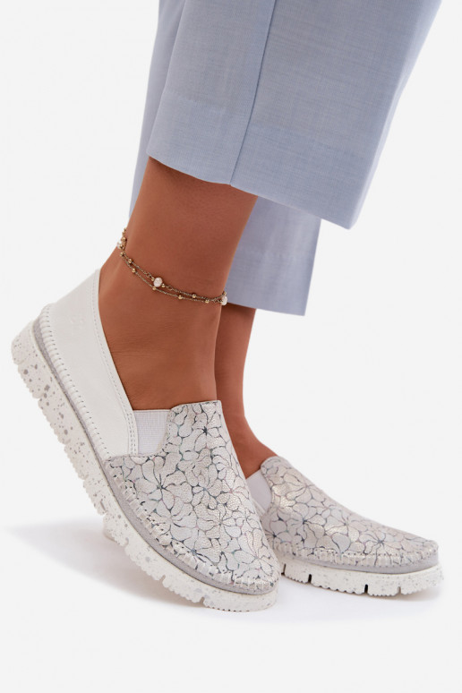 Lederstiefel für Damen Es mussciejka 03512-70 INeiß-Silberfarbe