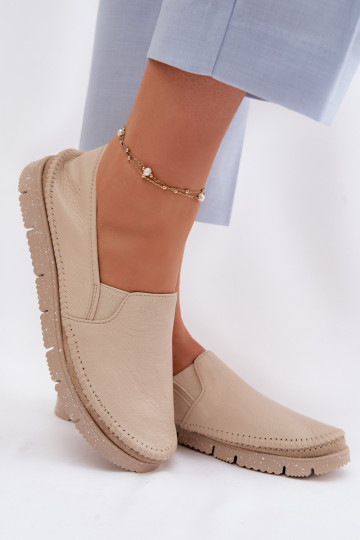 Chaussures en cuir pour femmes à enfiler Tai turiciejka 03512-04 couleur sable