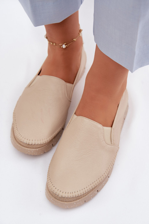 Leren damesslip-on schoenen Het heeftciejka 03512-04 beige