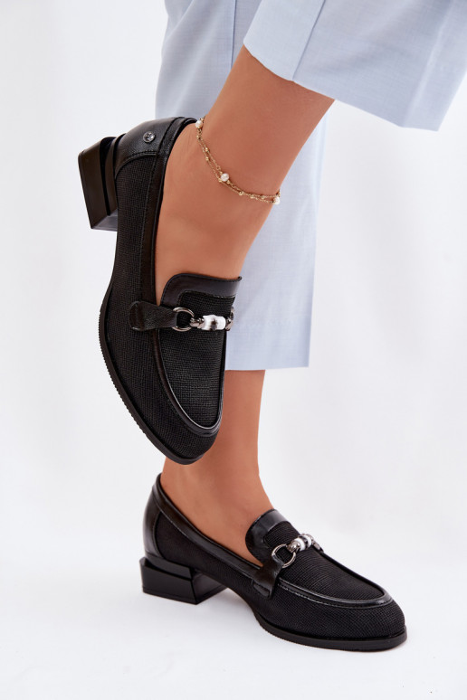 Schuhe Feminin mit Absätzen Mit Dekorationen Detalem schZuarze Farbe Meliva