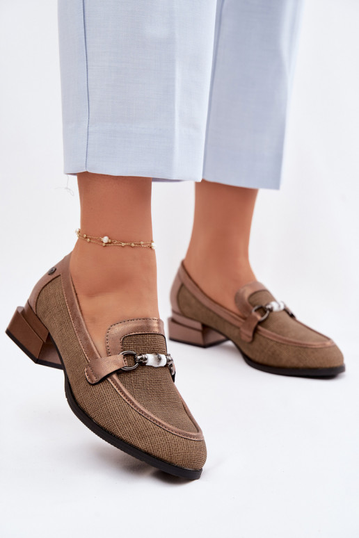 Schuhe Feminin mit Absätzen Mit Dekorationen Detalem braune Farbe Meliva