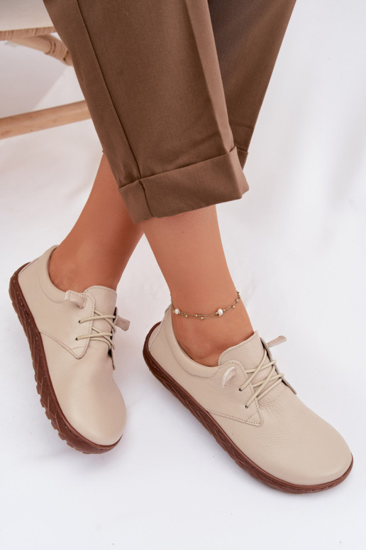 Leer schoenen Barefoot Dames Zazoo 10189 beige