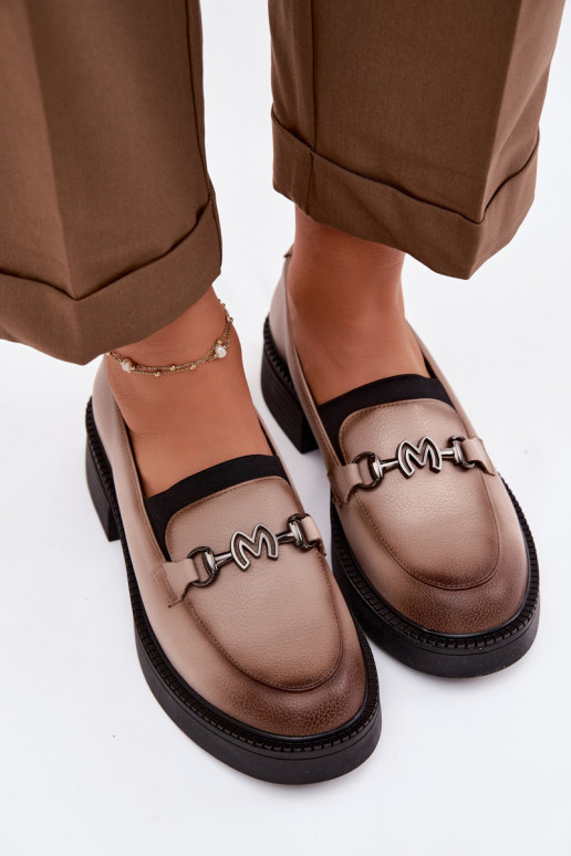 Leer dames mocassins Met sierlijk Detalem Vinceza 39985 beige