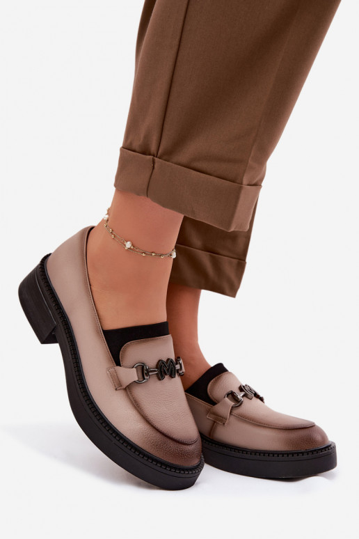 Peau mocassins pour femmes Avec des décorations Detalem Vinceza 39985 beige