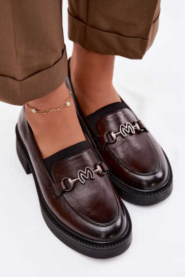 Peau mocassins pour femmes Avec des décorations Detalem Vinceza 39985 CzekoladoÀe