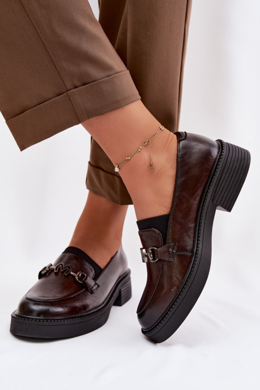 Peau mocassins pour femmes Avec des décorations Detalem Vinceza 39985 CzekoladoÀe