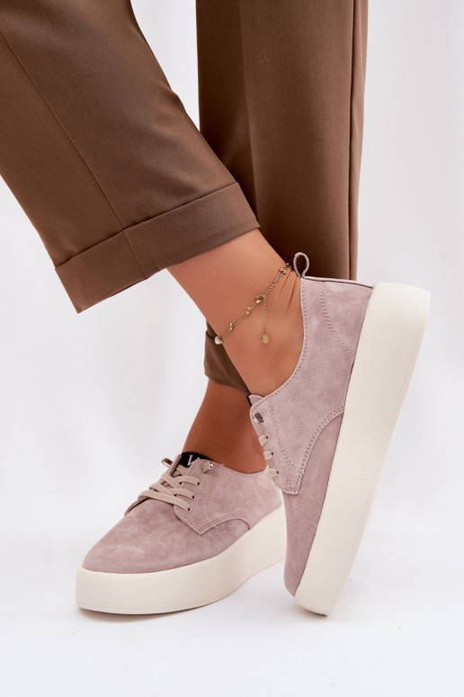 en daim chaussures Féminin avec une plateforme Vinceza 79605 beige