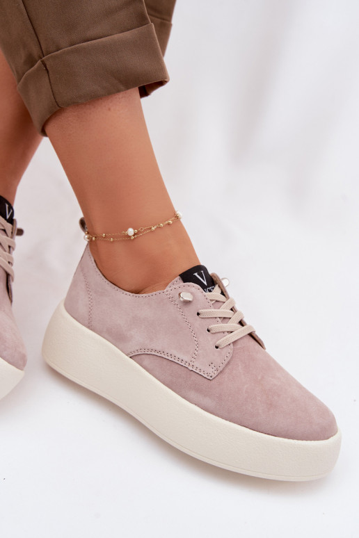 van suède schoenen Dames met platform Vinceza 79605 beige