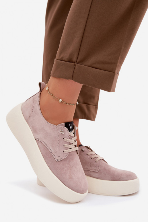 aus INildleder Schuhe Feminin mit einer Plattform Vinceza 79605 Beige