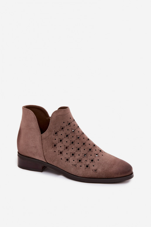 Bottes ajourées Féminin avec des talons larges Vinceza 58626 beige