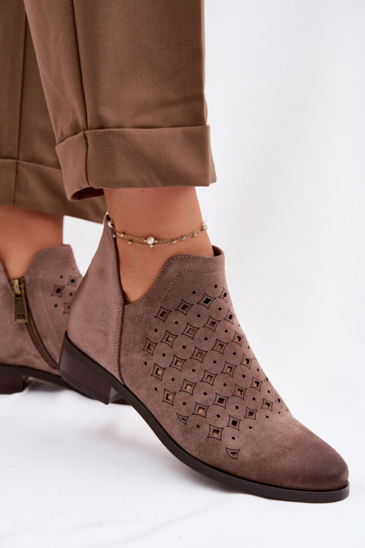 Bottes ajourées Féminin avec des talons larges Vinceza 58626 beige