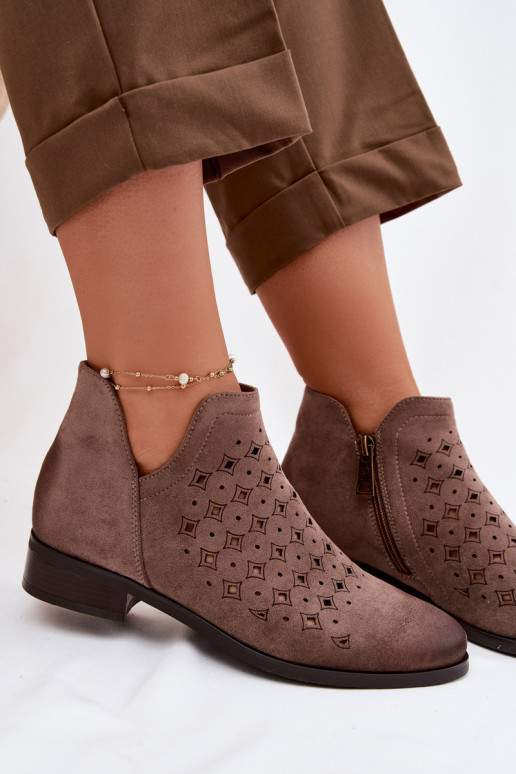 Bottes ajourées Féminin avec des talons larges Vinceza 58626 beige