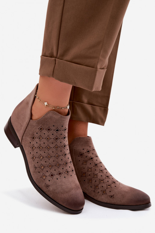 Bottes ajourées Féminin avec des talons larges Vinceza 58626 beige