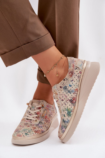 Daim ajouré chaussures Féminin Vinceza 79603 beige