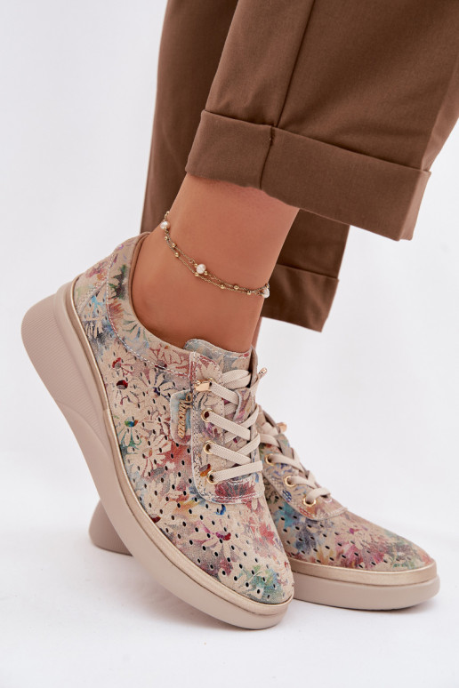 OpengeInerkt suède schoenen Dames Vinceza 79603 beige