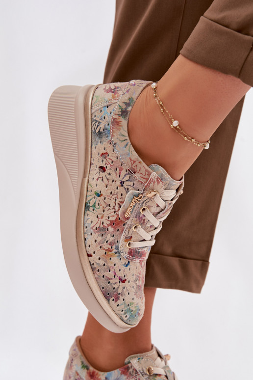 OpengeInerkt suède schoenen Dames Vinceza 79603 beige