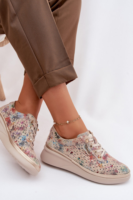 OpengeInerkt suède schoenen Dames Vinceza 79603 beige