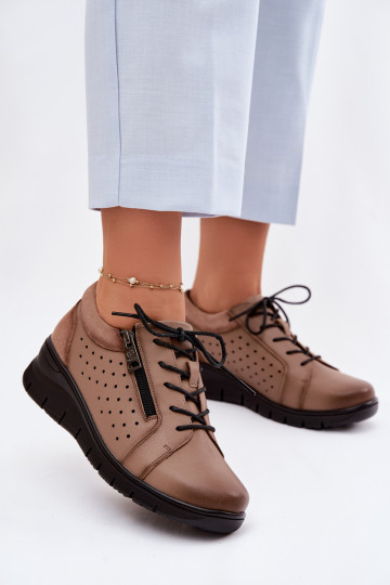 Bottines en cuir pour femmes avec plateforme Vinceza 39977 couleur sable 2